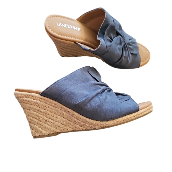 Lane Bryant Shoes - Lane Bryant sz 11 wide blue Jute wedge heels sandals new SH277